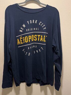 Aeropostale Long Sleeve Shirt Blue New York City 1987 2XL